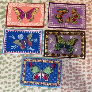 Vintage Butterflies Flannel Fabric Cigar Felts Bundle of 5 5.5" x 8.5"